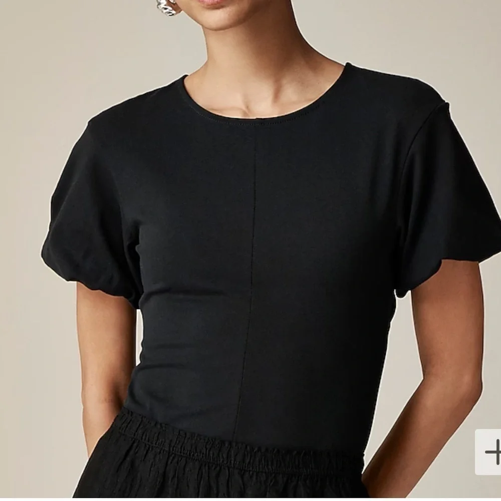 J crew Open-back puff-sleeve top in stretch cotton blend